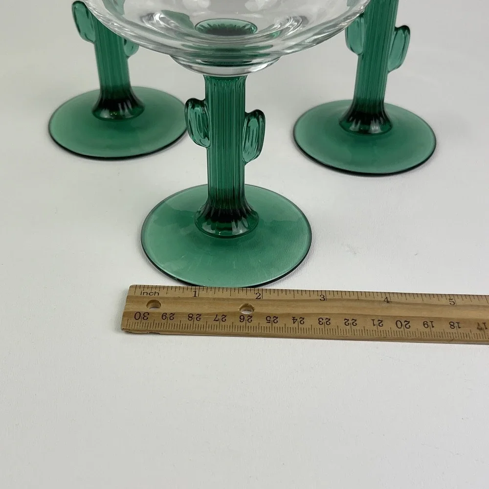 Libbey Cactus Stemmed Margarita Glass Set of 3 6.25x4